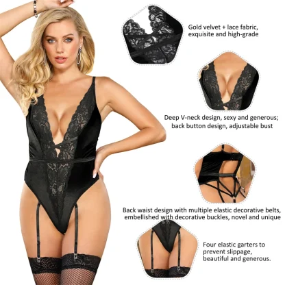 Deep V Lace Plus Size Lingerie - Image 5