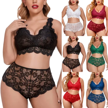 Plus Size V-Neck Lingerie Set - Image 4