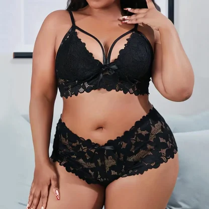 Lace Halter Plus Size Bralette Set