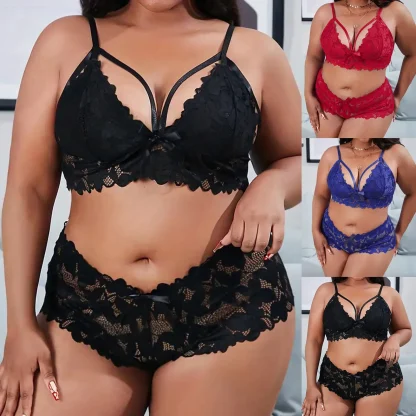 Lace Halter Plus Size Bralette Set - Image 6