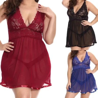 Backless Lace Plus Size Night Dress - Image 2