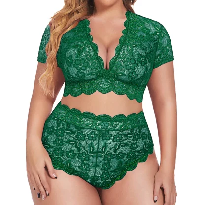 Plus Size V Neck Short Sleeve Lingerie - Image 3