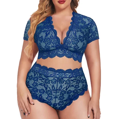 Plus Size V Neck Short Sleeve Lingerie - Image 4