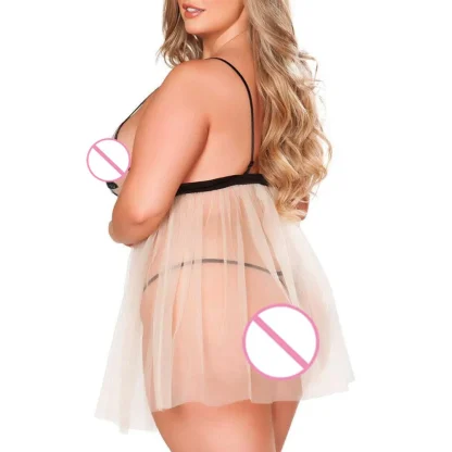 V-Neck Lace Babydoll Dress - Image 4