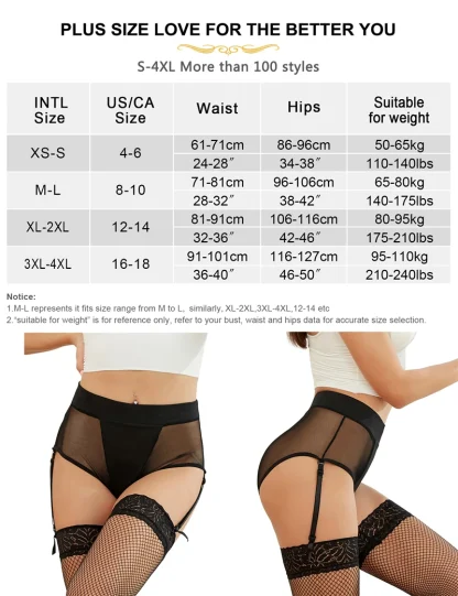 Sheer Mesh Plus Size Garter Belt - Image 7