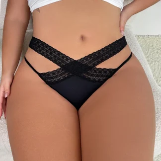 Strap-On Plus Size Lace Thongs