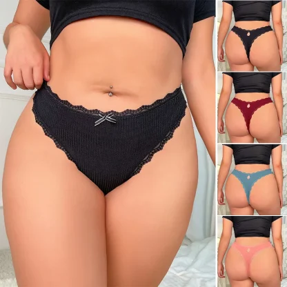 Plus Size Delicate Lace Thongs - Image 2