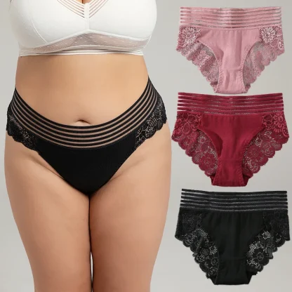 Striped Mid-Waist Plus Size Panties - Image 2