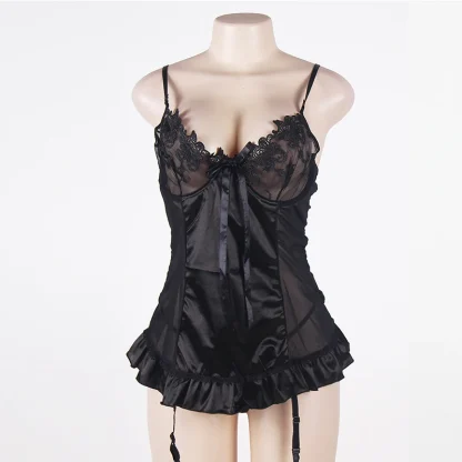 Floral Lace Plus Size Garter Dress - Image 4
