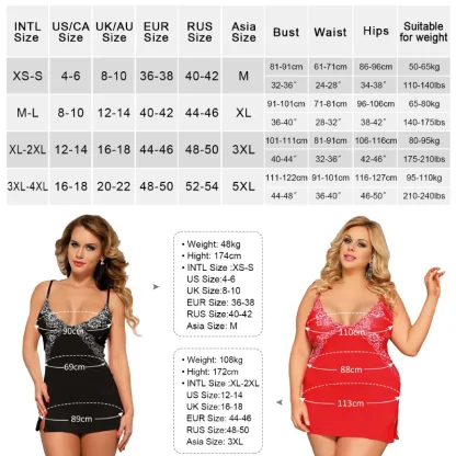 Double Slit Lace Plus Size Nightdress - Image 7