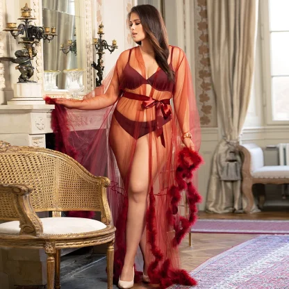 Elegant See-Through Plus Size Robe - Image 3
