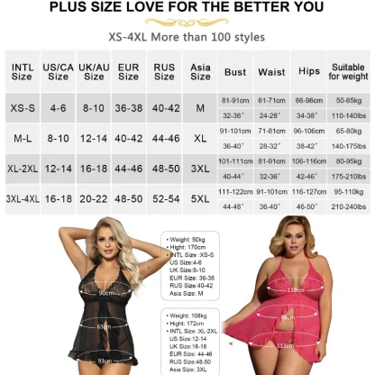 Transparent Plus Size Nightdress - Image 5