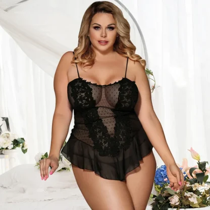Lace Plus Size Mini Ruffle Dress