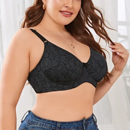 Lace Print Plus Size Push-Up Bra - Image 2