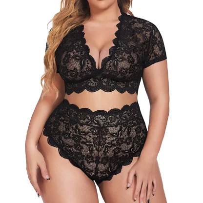 Floral Lace Plus Size Lingerie Set