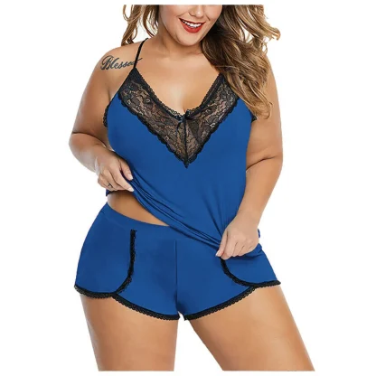 Plus Size Sexy Lace Pajama Set - Image 2