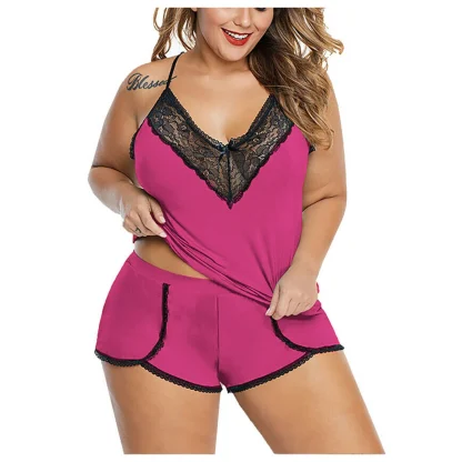 Plus Size Sexy Lace Pajama Set - Image 3