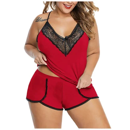 Plus Size Sexy Lace Pajama Set - Image 4