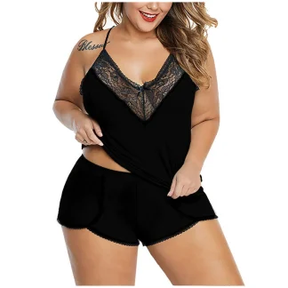 Plus Size Sexy Lace Pajama Set