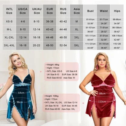 Alluring V-Neck Plus Size Nightdress - Image 5