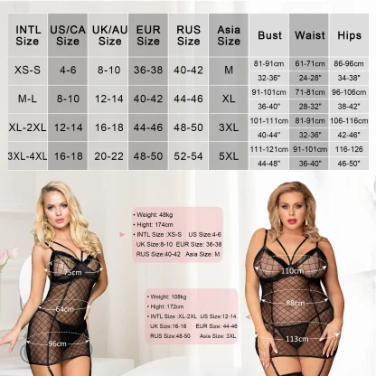 Mesh Plus Size Garter Lingerie - Image 6