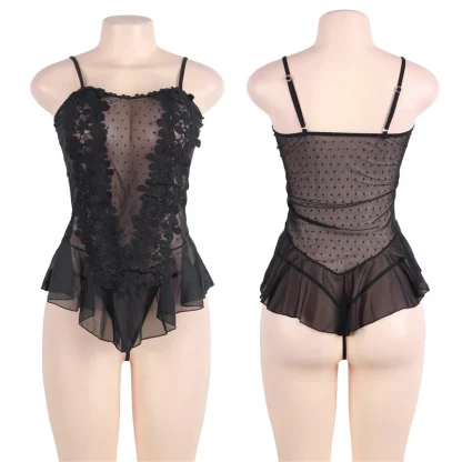 Lace Plus Size Mini Ruffle Dress - Image 3