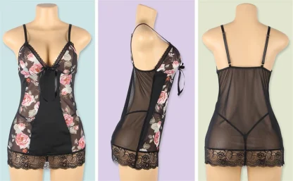 Floral Lace Hem Plus Size Babydoll - Image 3