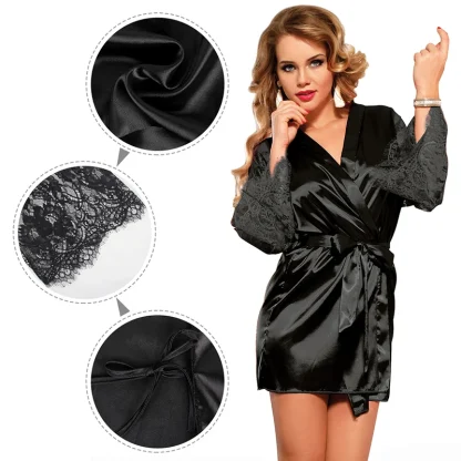 Lace Sleeves Plus Size Robe - Image 5