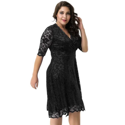 Flirty Lace Plus Size V-Neck Dress - Image 2