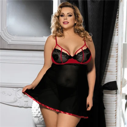 Seduction Lace Plus Size Babydoll - Image 2