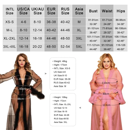 Sheer Mesh Plus Size Long Robe - Image 7