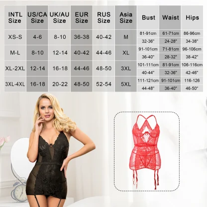 Floral Lace Plus Size Babydoll Garter - Image 6